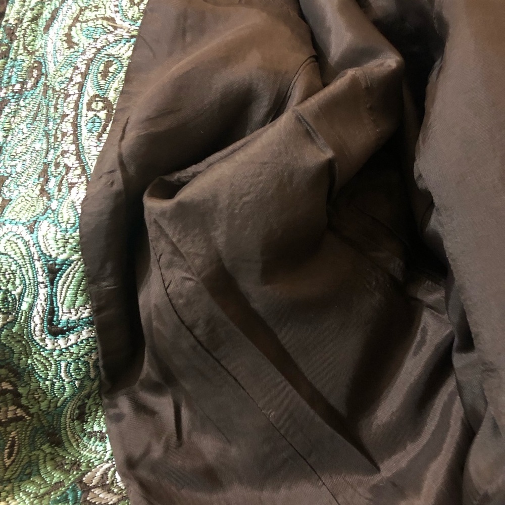 Central Park West Green Paisley Women's Jacket with Brown Trim - Picture 15 of 16